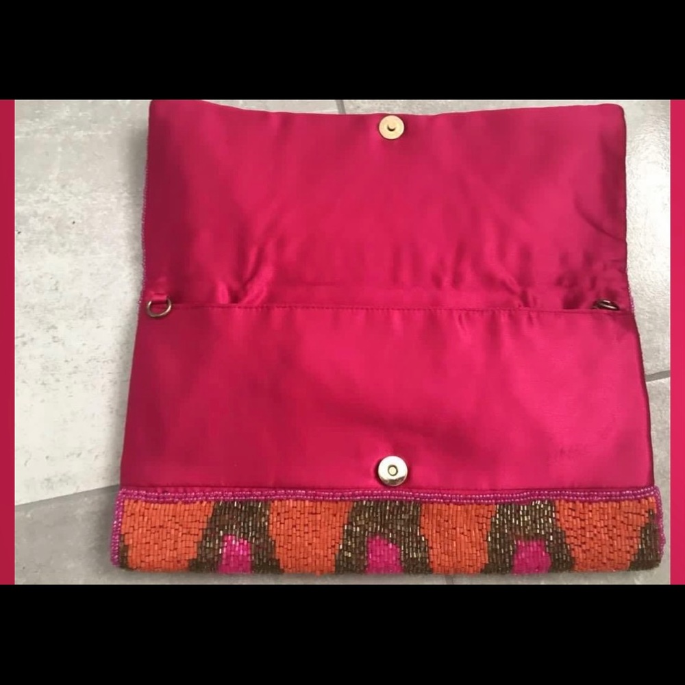 Forever New, pink and gold beaded clutch bag - Picture 3 of 4